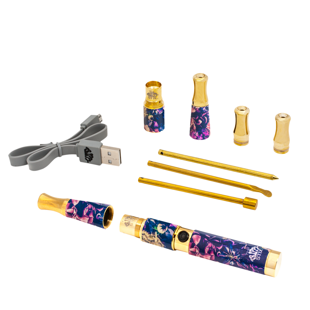 3.0 Ceramic & Quartz Vaporizer- BUDS & ROSES (GOLD)