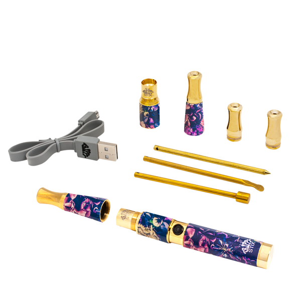 3.0 Ceramic & Quartz Vaporizer- BUDS & ROSES (GOLD)